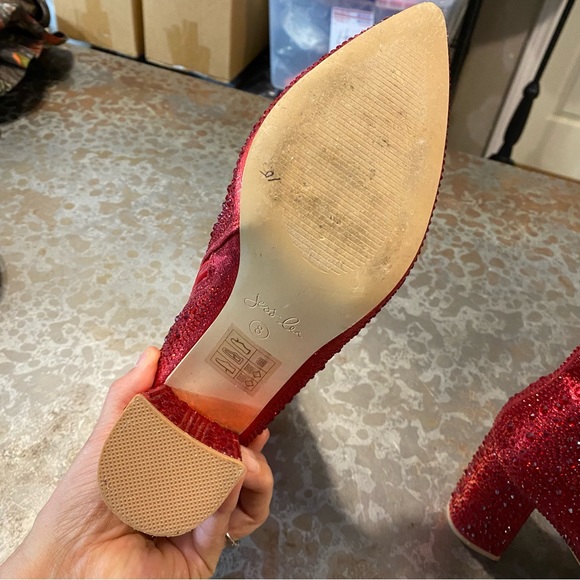 Jess Lea Boots Heel Ankle Woman’s 8 Bedazzled Beaded Studded Zip 4” square - Picture 11 of 15